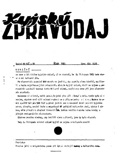 Tituln strana Kyjskho zpravodaje 10/1963 